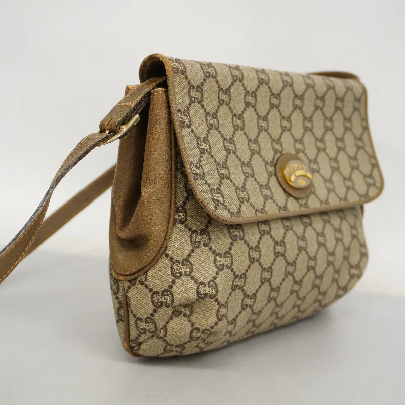 GUCCI  GG Plus 122754 PVC Shoulder Bag Beige,Brown