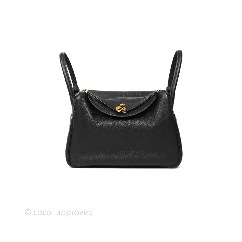 Hermès Lindy 30 Black Noir 89 Clemence Gold Hardware