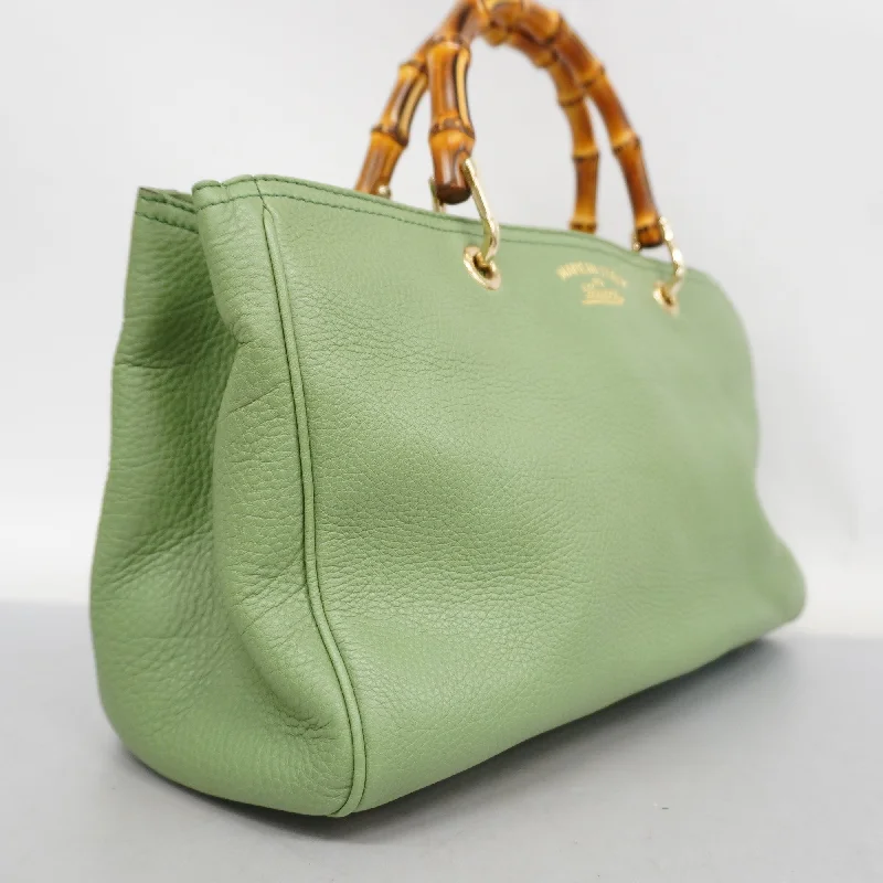 GUCCI  Bamboo 2way Bag 323660 Leather Handbag,Shoulder Bag Light Green