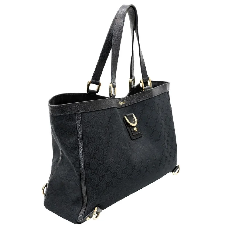 Gucci Signature GG Monogram D Ring Black Canvas Tote GG-B0512P-0002