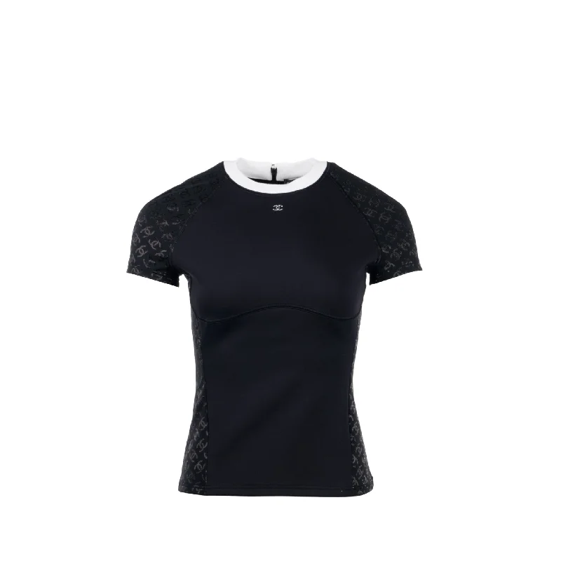 Chanel size36 24C top short sleeves T-shirt black