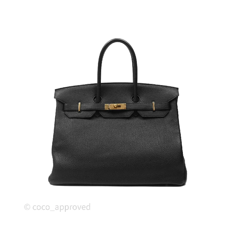 Hermès Birkin 35 Retourne Black Noir 89 Clemence Gold Hardware