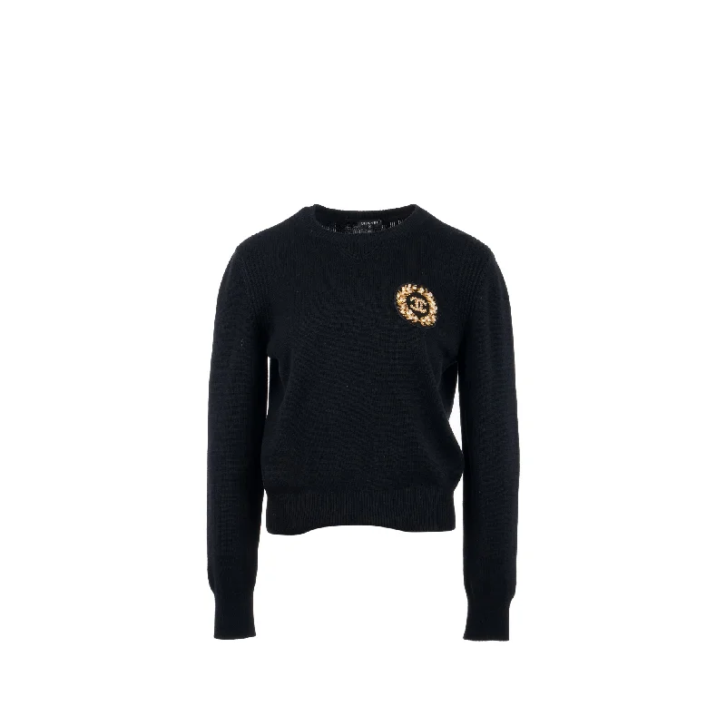 Chanel size 42 20A Pullover sweater / cashmere BLACK