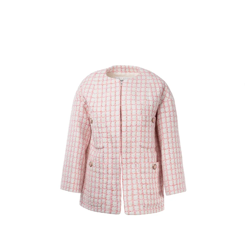 Chanel Size 34 22S Tweed Jacket Cotton/Acrylic Light Pink/White