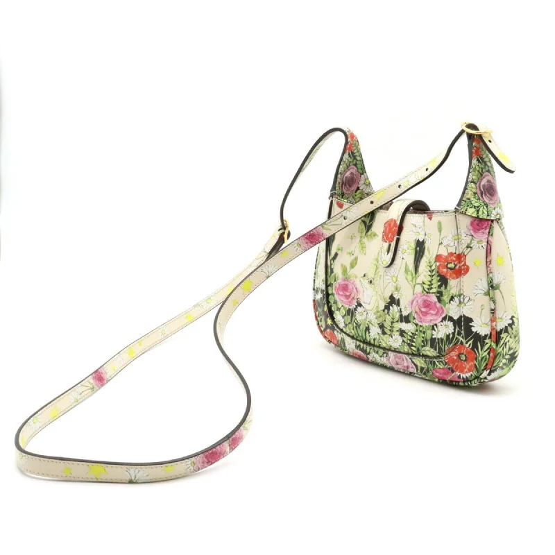 GUCCI Jackie 1961 Hobo Handbag Shoulder Higuchi Yuko Collaboration Flower Leather Ivory Day Limited 637091