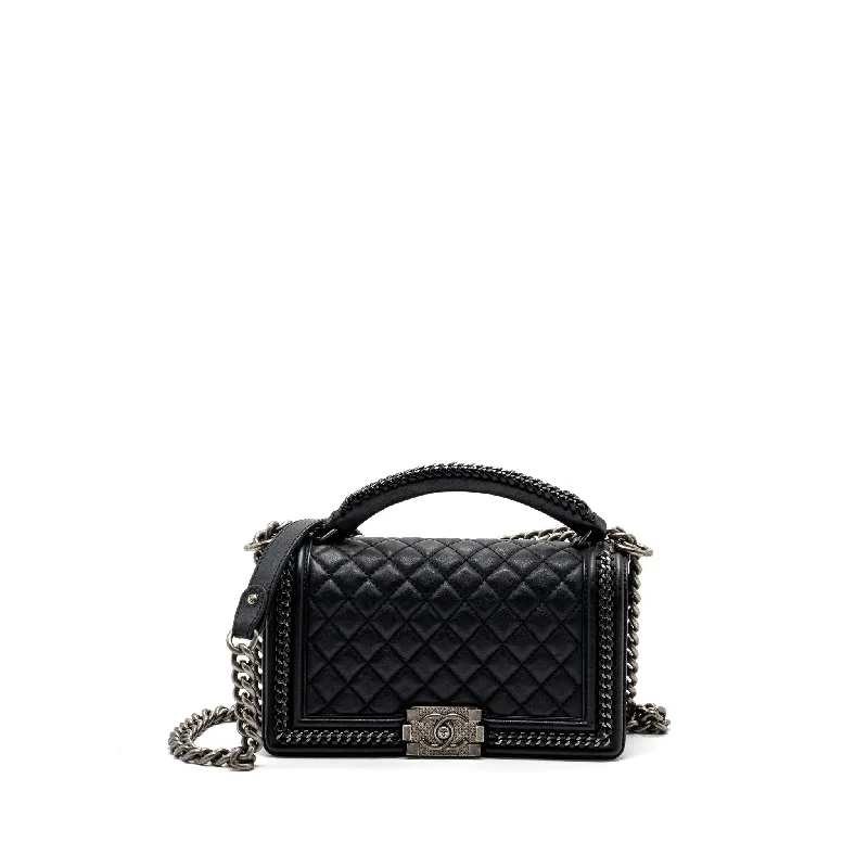 Chanel Top Handle Medium Boy bag Limited Edition Calfskin Black Ruthenium Hardware