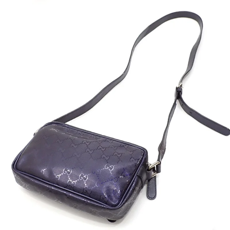 GUCCI Shoulder Bag GG Implime Women's Navy PVC Leather 201447