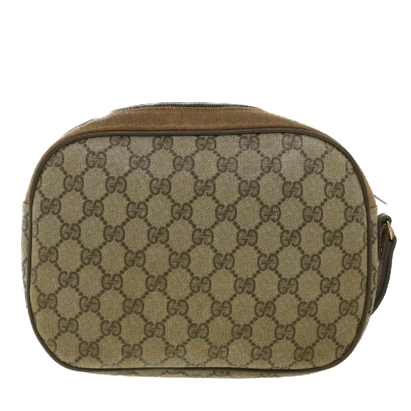 GUCCI Web Sherry Line GG Canvas Clutch Bag PVC Leather Beige Green 89  36428