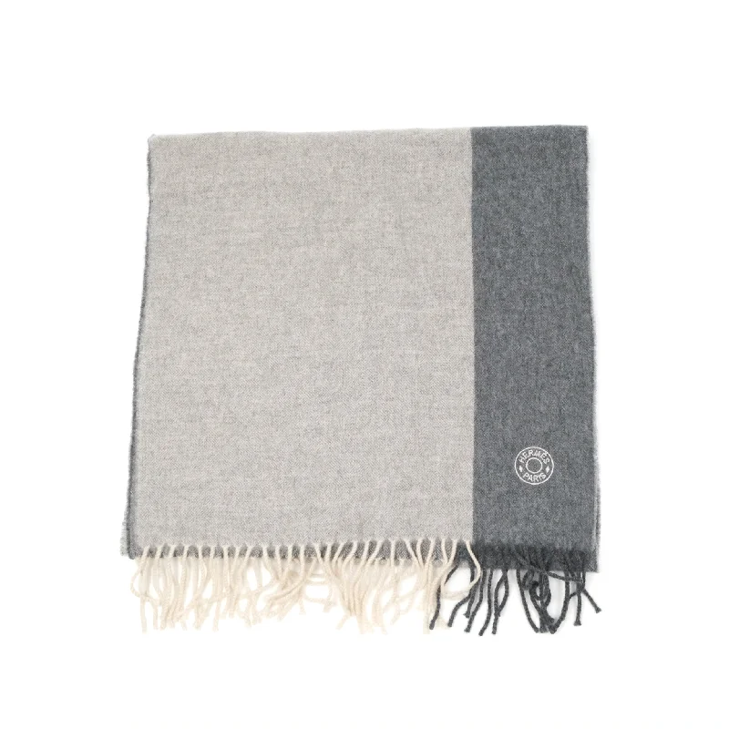 Hermès Men's Summer Block Muffler Scarf Cashmere Gris Chine