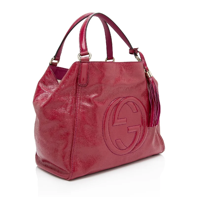 Gucci Patent Leather Soho Medium Tote (SHF-9PAlJ9)