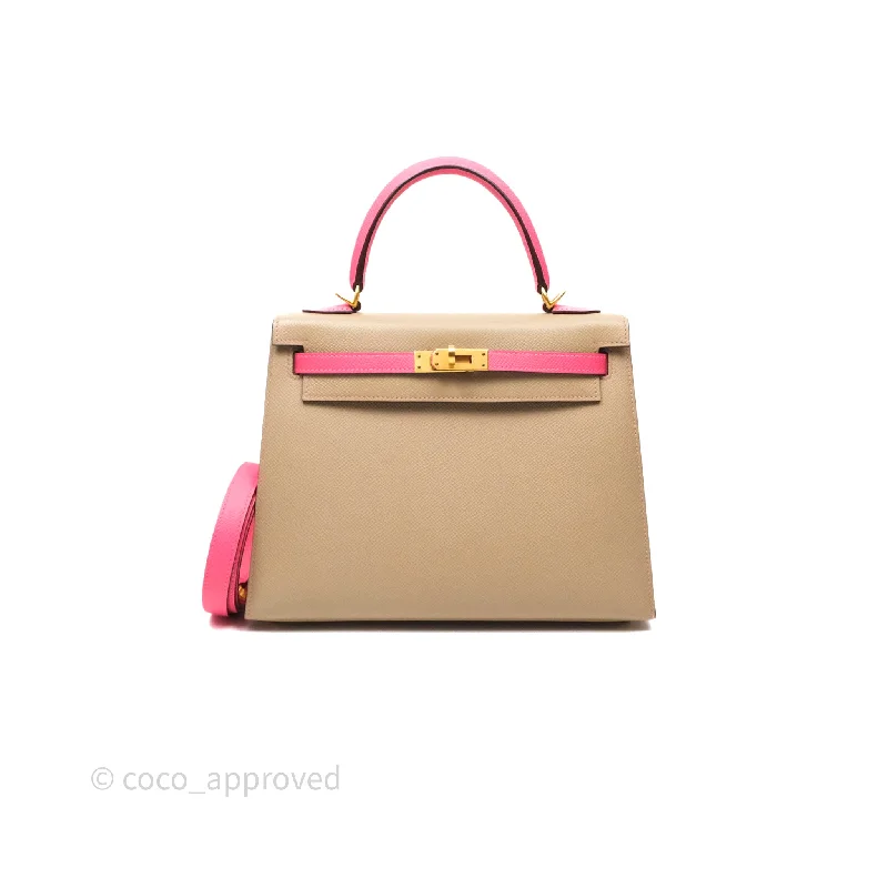 - DM/Email To Purchase - Hermès Kelly 25 Sellier Begie/Pink Epsom Gold Hardware