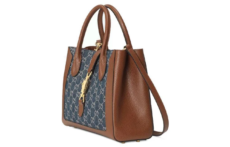 (WMNS) GUCCI Jackie 1961 Series GG Flower-Print Handbag Blue/Brown 649016-2KQGG-8375