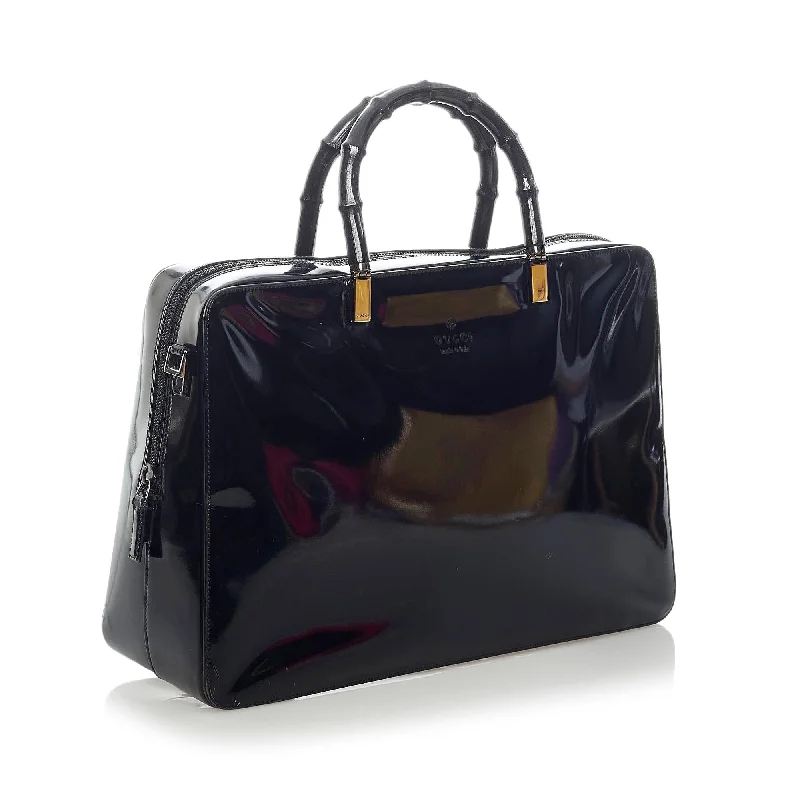 Gucci Bamboo Patent Leather Satchel (SHG-33474)