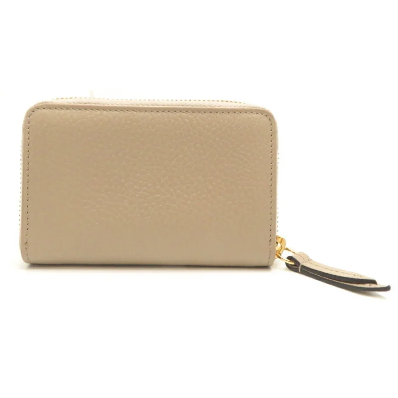 GUCCI Double G Zip Around Women's Coin Case 644412 Leather Beige