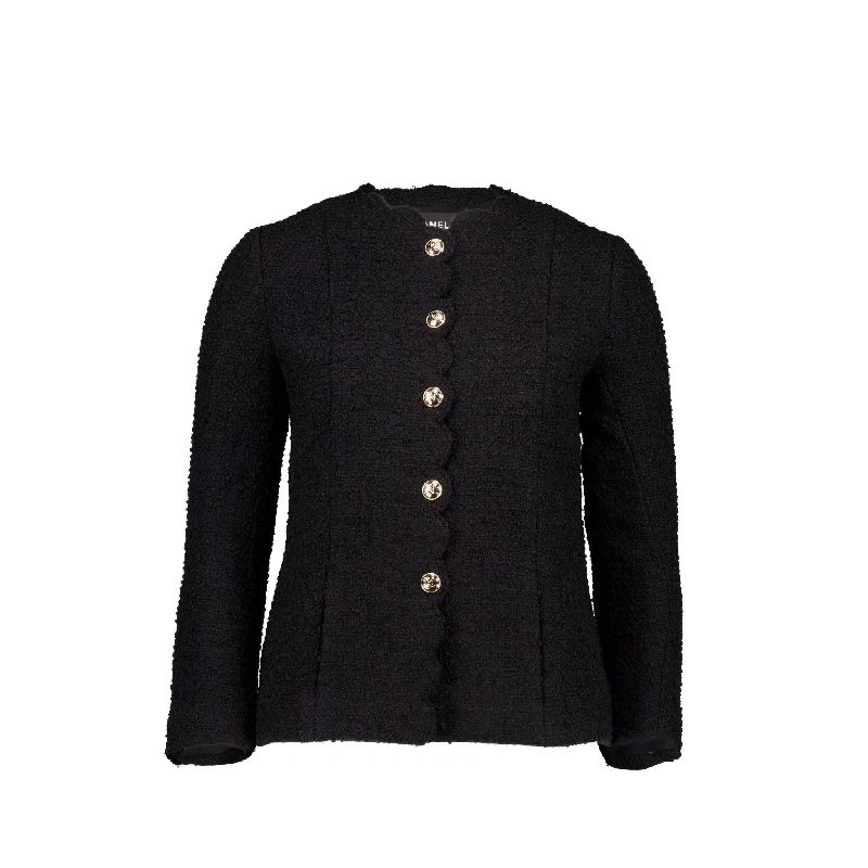 Chanel 20k Size 34 Jacket Wool/Silk Black