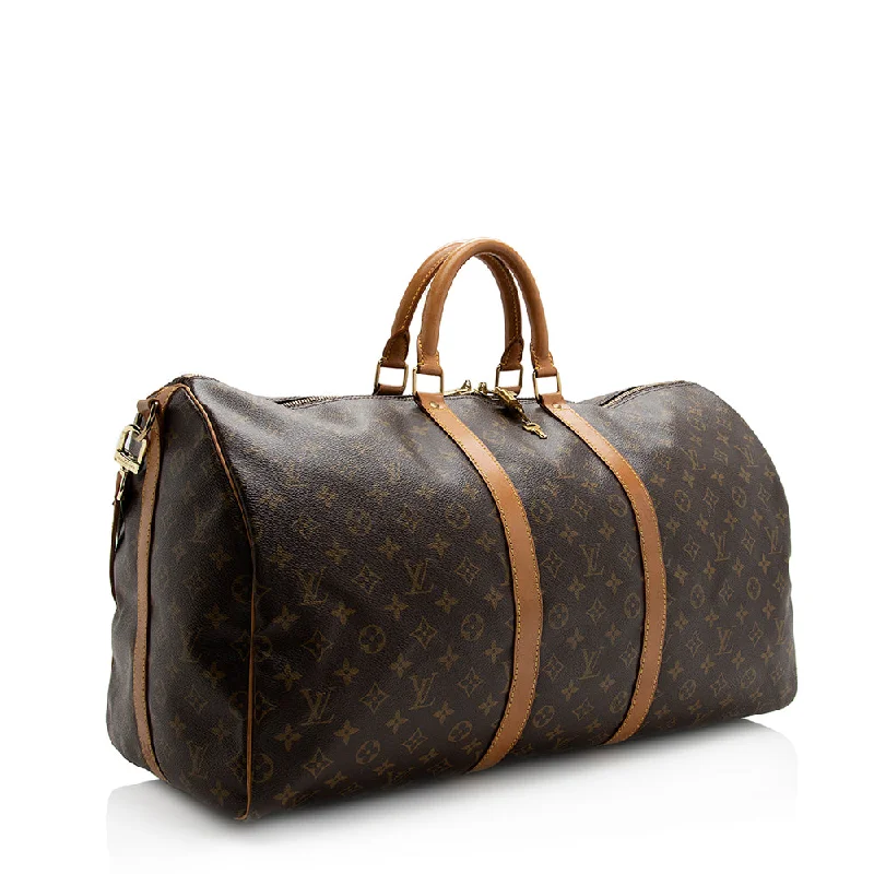 Louis Vuitton Vintage Monogram Canvas Keepall Bandouliere 55 Duffel Bag (21498)