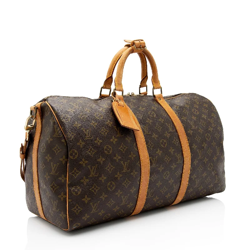 Louis Vuitton Vintage Monogram Canvas Keepall Bandouliere 50 Duffle Bag (MsNrAx)